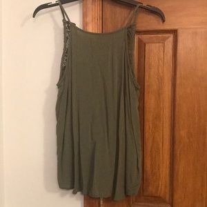 Olive green top with Aztec crochet back with tie